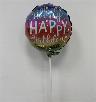 בלון על מקל Happy Birthday צבעוני